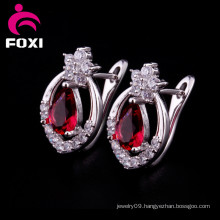 Red Stone AAA Cubic Zircon White Gold Plated Cuff Earring